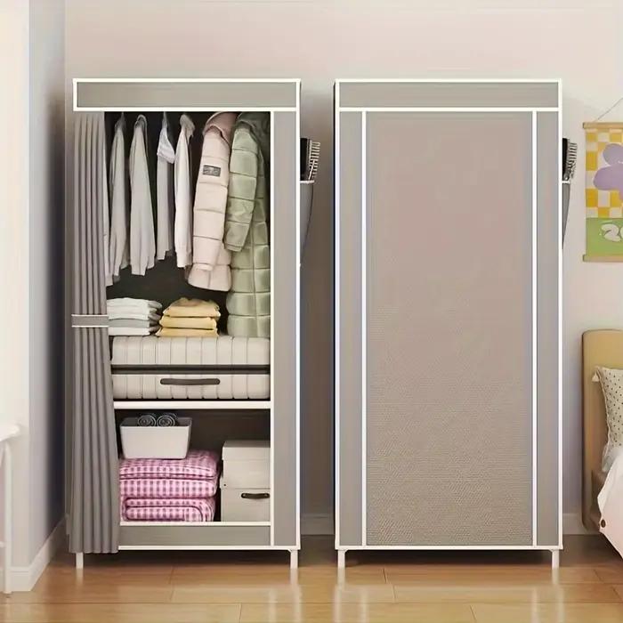 Armoire Portable Simple Autoportante Grande Capacité pour Rangement Quotidien de Vêtements et Couettes – Idéale pour Maison de Location et Chambre à Coucher