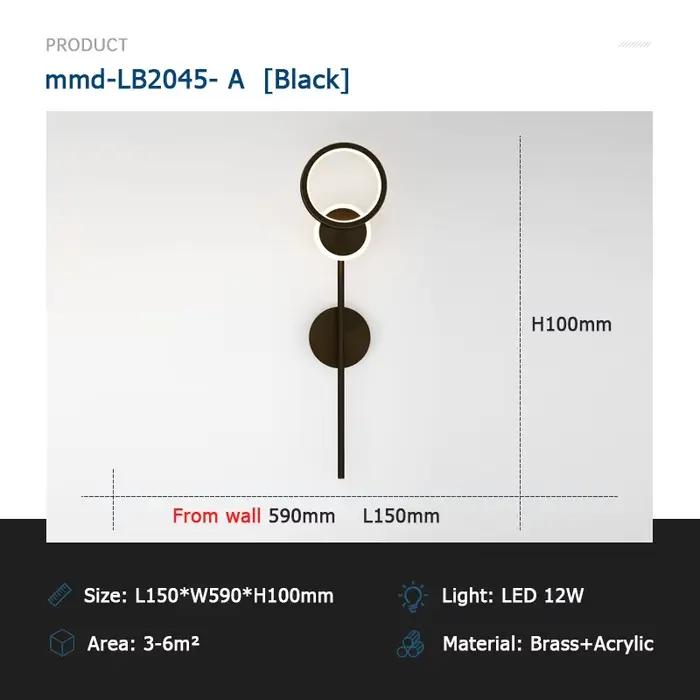 Anneau applique murale LED chevet luxe Art déco minimaliste applique pour chambre salon Loft allée m