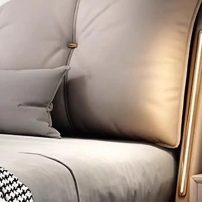 Lit plateforme King Size en cuir capitonné avec rangement