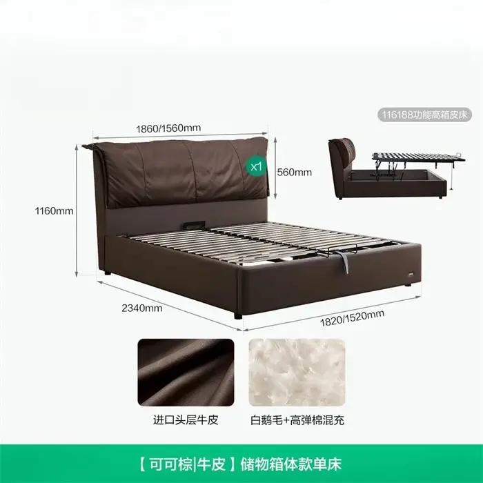 Lit double de luxe 180x200cm avec cadre rembourré pour chambre principale