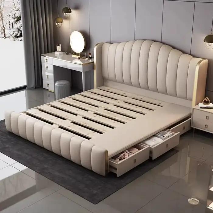 Lit de luxe 2x2, 2 m avec tiroirs de rangement uniques