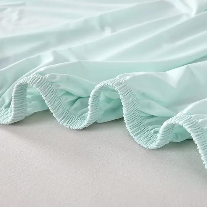 Drap-housse et taie d'oreiller en soie glacée pour lit simple ou double