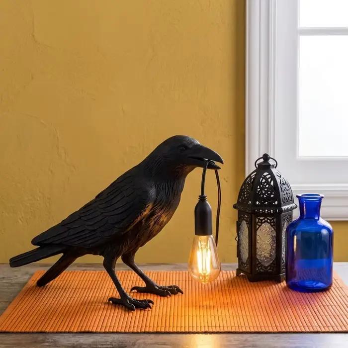 Lampe de table moderne Lucky Bird, design créatif en résine, animal, pour chambre à coucher, chevet,