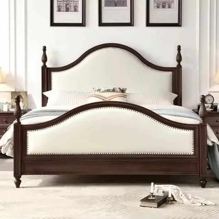 Lit classique Caterine en bois massif pour chambre à coucher