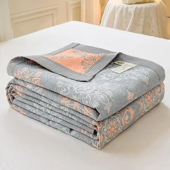 Couverture de lit double couche en coton