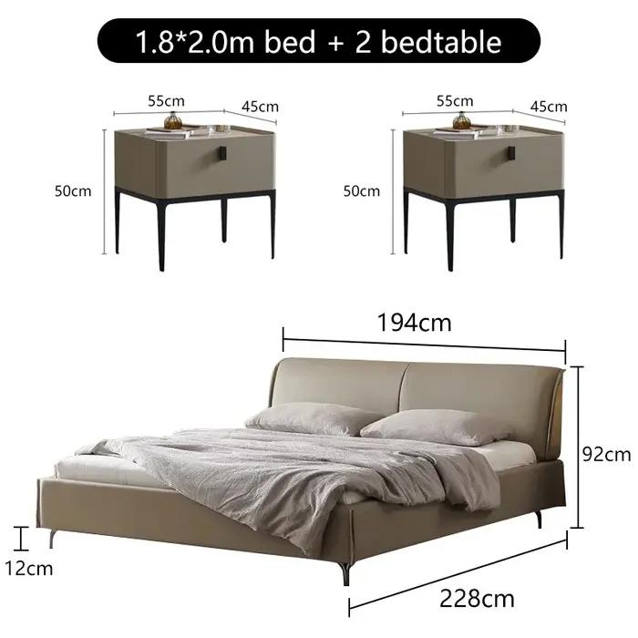 Lit en cuir souple minimaliste moderne