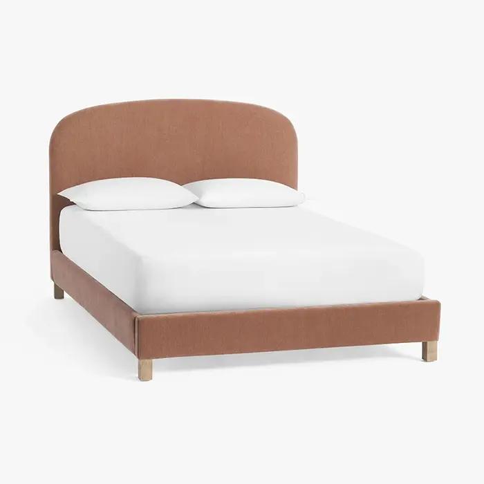 Chambre à coucher minimaliste lits de luxe fantaisie Queen Size cadre lit tables de nuit rembourré Letto Matrimoniale meubles accessoires