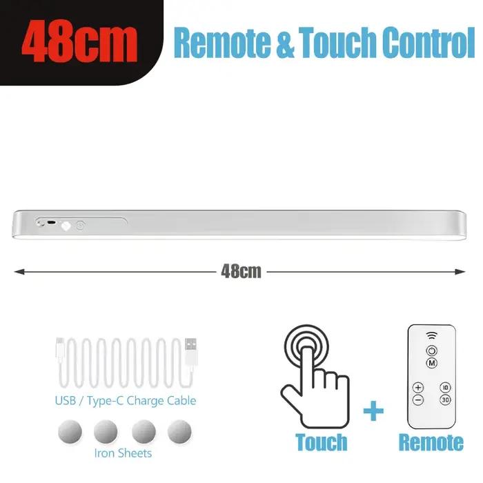 Lampe de Table pour soins des yeux, barre lumineuse LED 48/28cm, Rechargeable, sans fil, lampe de lecture, USB, veilleuse pour chevet, armoire de cuisine