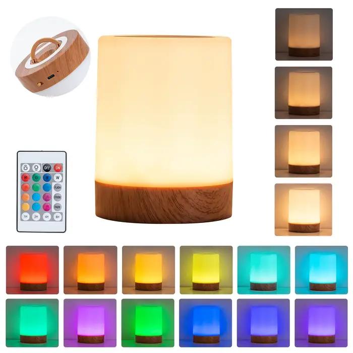 Lampe de chevet tactile RVB rechargeable – 16 couleurs veilleuse LED à intensité variable pour chamb