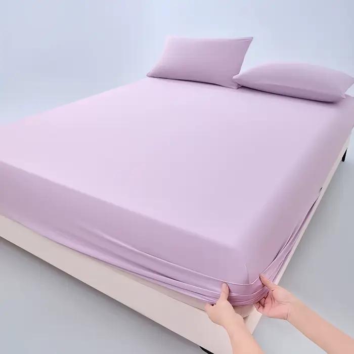 Drap-housse et taie d'oreiller en soie glacée pour lit simple ou double, sensation rafraîchissante,