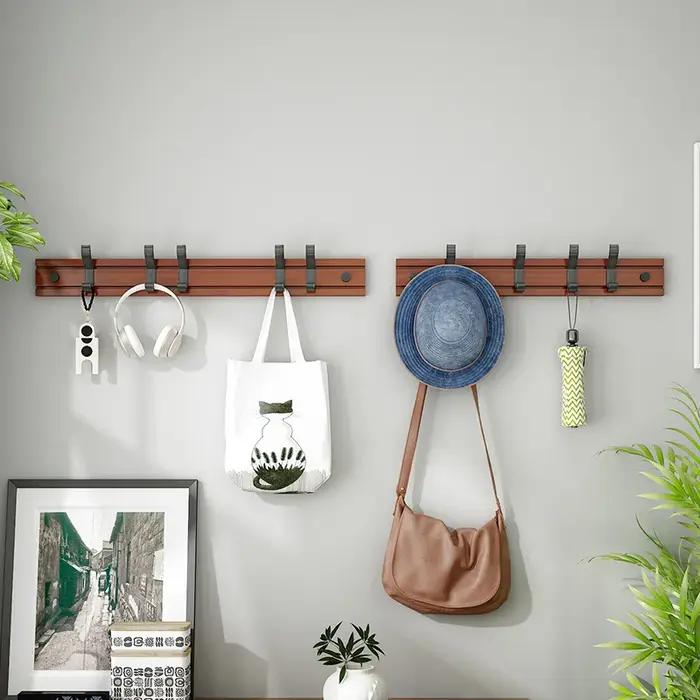 Porte-manteau mural double style nordique pour la maison, organisateur de crochets pour couloir, cha