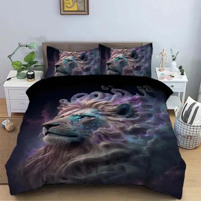 Parure de lit 3 pièces confortable et chaude en polyester mat 90 g/m2
