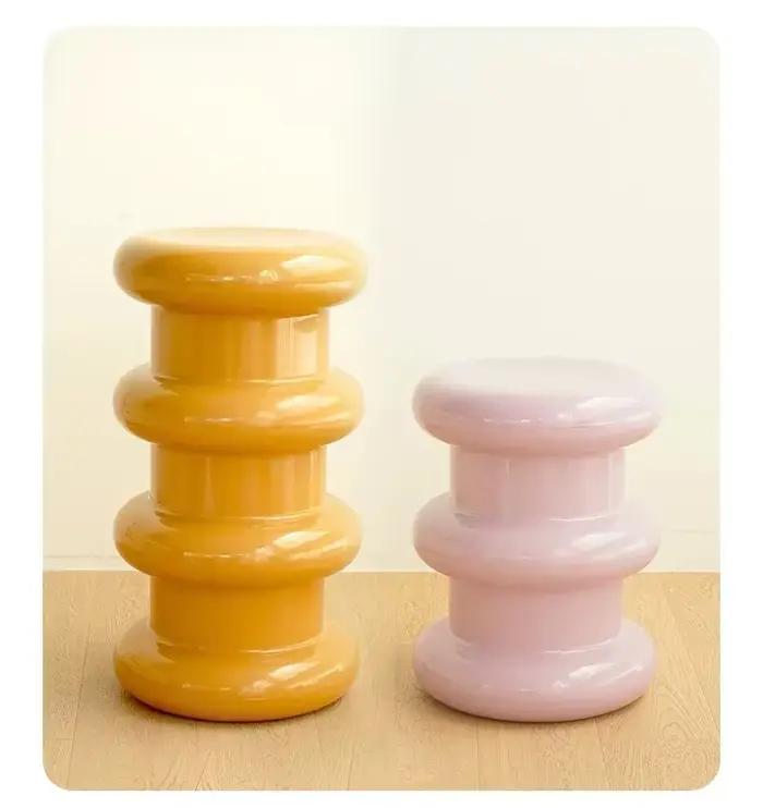 Ottoman tabouret bas Table d'appoint repose-pieds repose-pieds Memphis ABS plastique bord rond Pilas