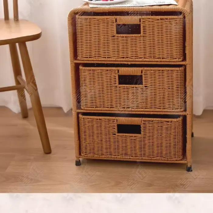 Armoire de rangement à trois niveaux de Style rotin