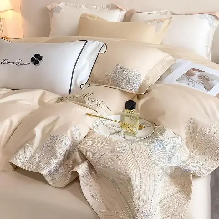 Ensemble de literie brodé 100% coton