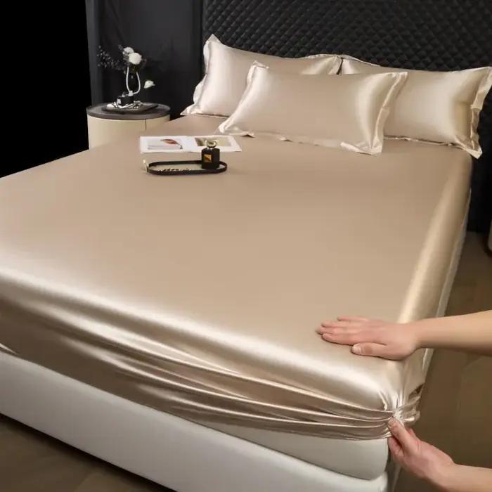 Ensemble de 3 draps en soie de mûrier 100% haut de gamme avec taie d'oreiller