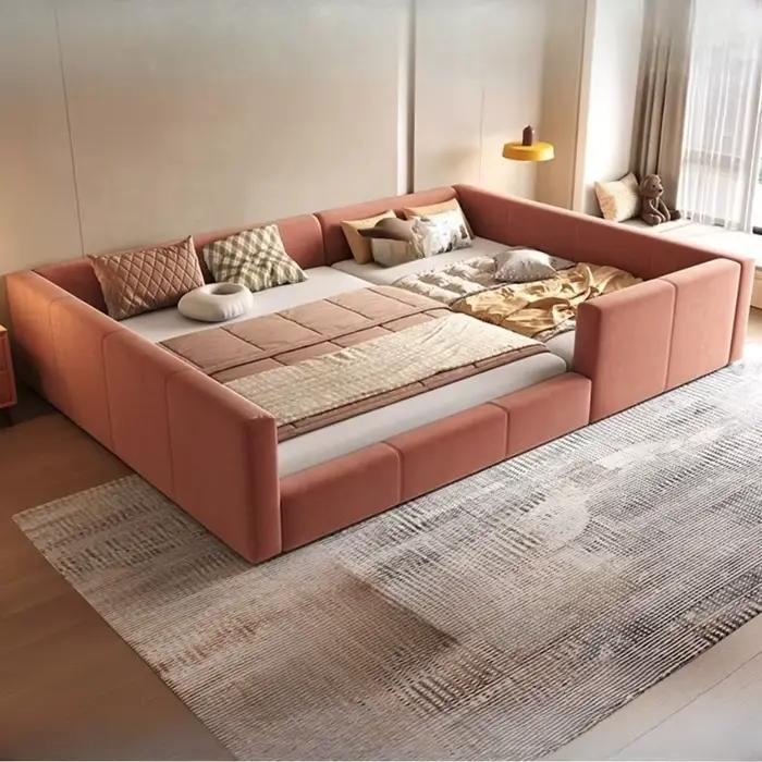 Lit de lecture moderne chambre Unique filles rembourrage Double lit Queen salon tables de nuit Letto Matrimoniale meubles de maison