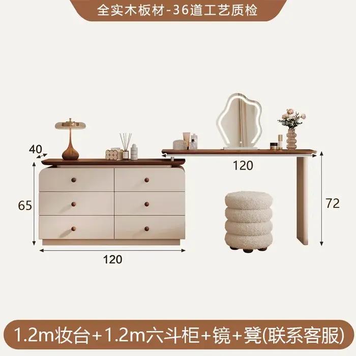 Coiffeuse de chambre à six tiroirs avec miroir lumineux et tabouret