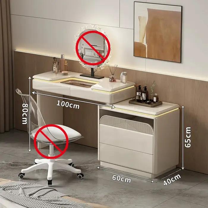 Coiffeuse de luxe en bois avec miroir et tabouret
