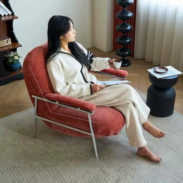 Fauteuil de chambre pour adultes, fauteuil individuel confortable et relaxant pour salon, fauteuil de maquillage jaune, fauteuils de salon, mobilier moderne du milieu du siècle