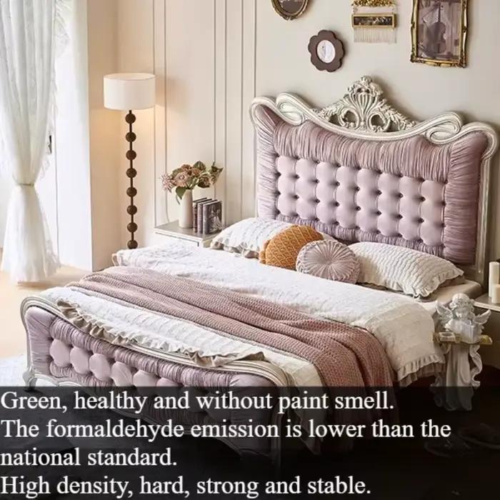 Lit double Queen Size avec cadre et têtes de lit de style français