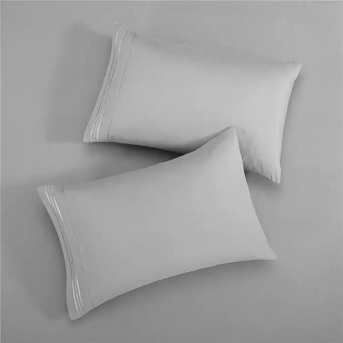 Battilo draps de lit Double 4 pièces ensemble drap plat ajusté avec taie d'oreiller luxe microfibre King Queen