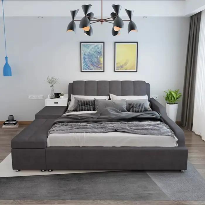 Lits De luxe modernes Double minimaliste Unique cadres De lit rembourrés dormir Cama De Lujo Para dortoir accessoires pour la maison