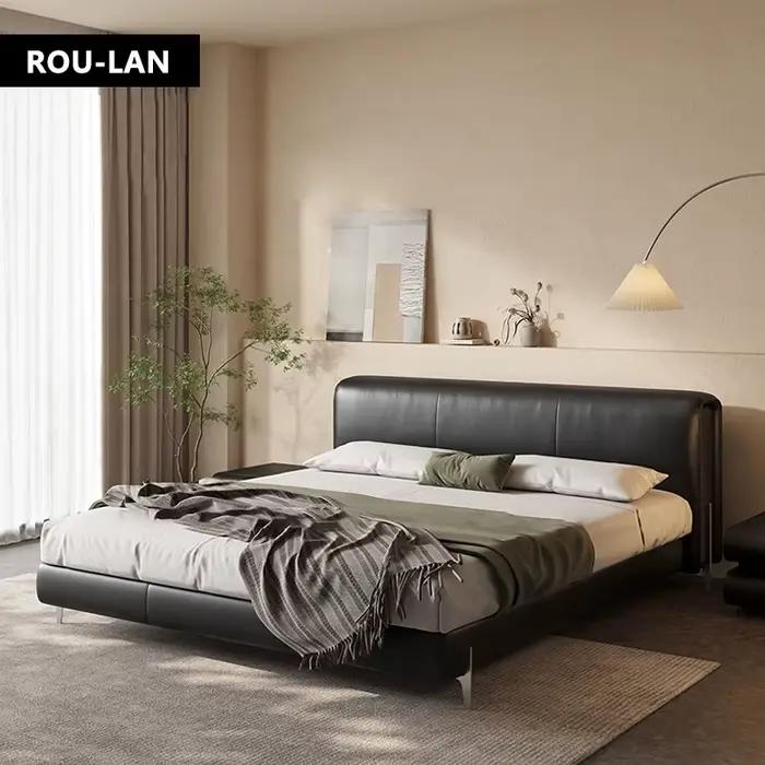 Lit souple minimaliste moderne lit en cuir chambre principale lit