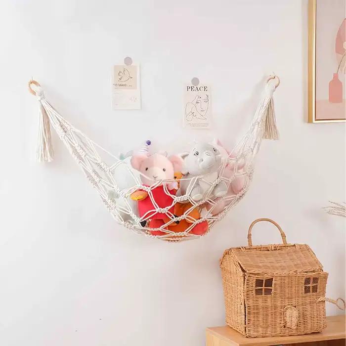 Hamac de rangement Boho en peluche, hamac en peluche, jouets en peluche, coin de chambre, Mesh, déco