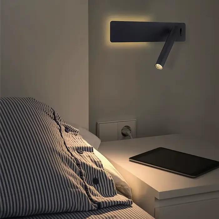 Mur LED lampe lampe de lecture pour chambre hôtel tête de lit nuit livre lampe Rotation chevet applique murale avec 3W