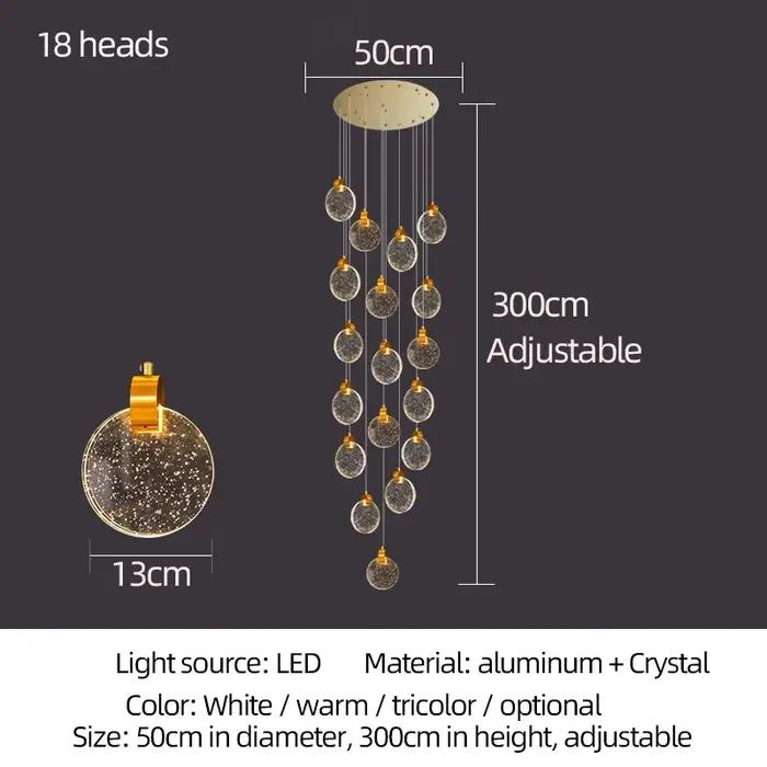 Lustre LED Rond Moderne de Luxe Doré avec Cristaux