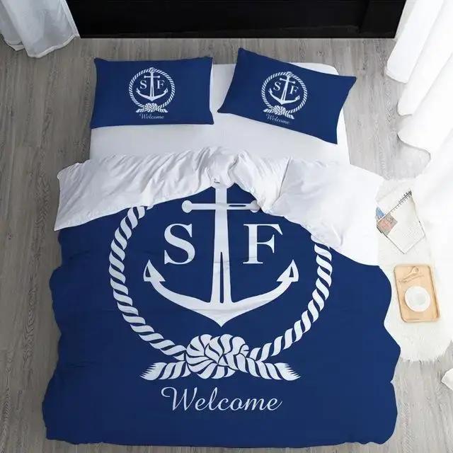 Parures de lit nautiques Tex avec nom personnalisé