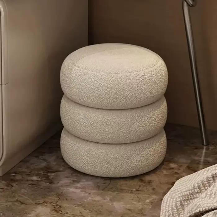 Coiffeuse d'angle en bois pour chambre à coucher avec miroir LED et tabouret