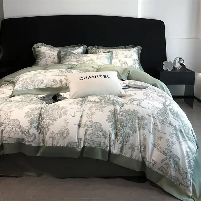 Svetanya Lyocell ensemble de literie plantes forestière imprimé léopard housse de couette ensembles draps taies d'oreiller sous-vêtements linge de lit