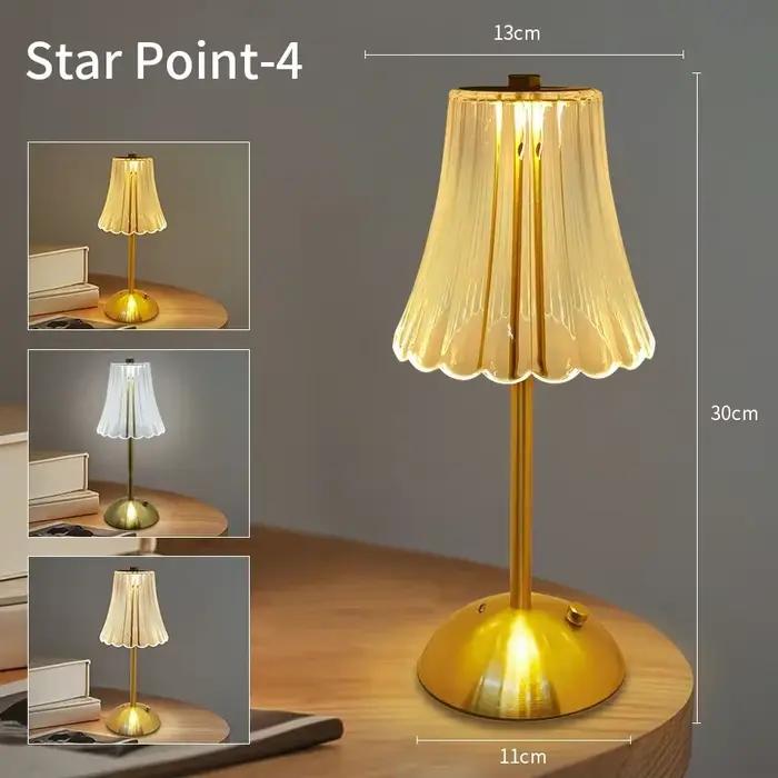 Lampe de table LED en cristal avec capteur tactile, veilleuse de bureau rechargeable, lampe de lectu