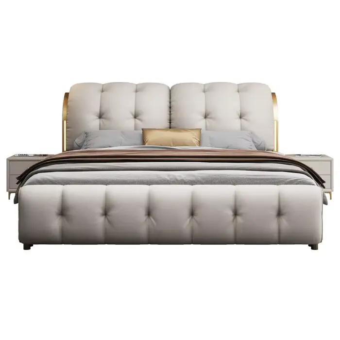 Ensemble de meubles de lit pour couples, élégant, pour la maison, en bois massif sans os, avec range