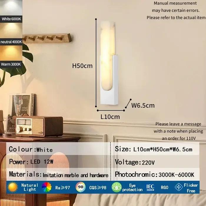 Applique murale LED en marbre doré de luxe
