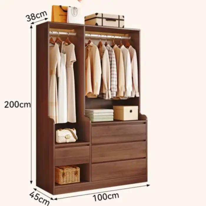 Armoire d'angle ouverte avec tiroirs pour vêtements