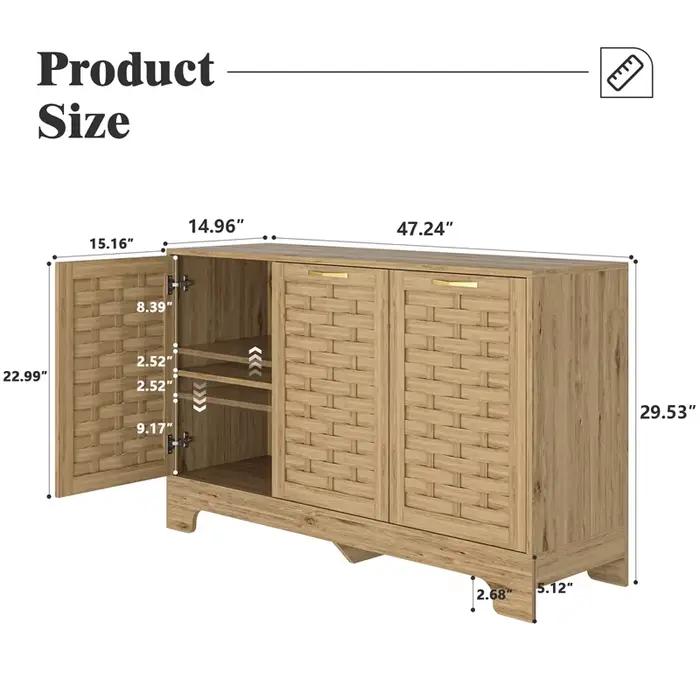 Armoire de rangement moderne en bois avec étagères intérieures réglables et kit anti-basculement pour plusieurs scénarios