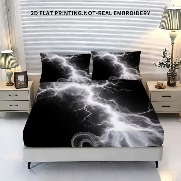 Ensemble de literie avec matelas amovible et deux taies d'oreiller, motif artistique éclairant, design abstrait simple et moderne pour chambre à coucher