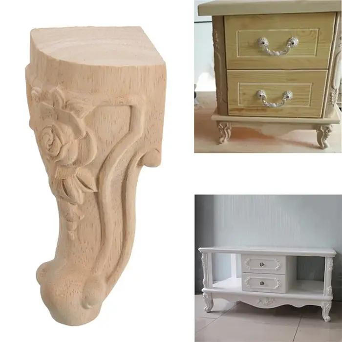 8/4/1 pièces 10x5.5cm Style européen en bois massif sculpté meubles pied jambes meuble TV siège pieds