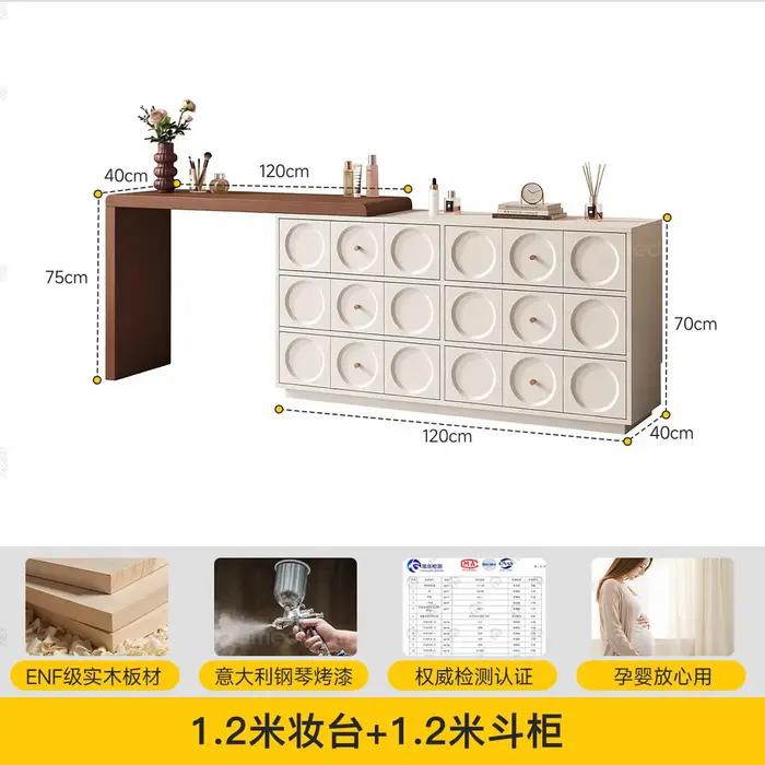 Coiffeuse moderne minimaliste en bois avec six tiroirs