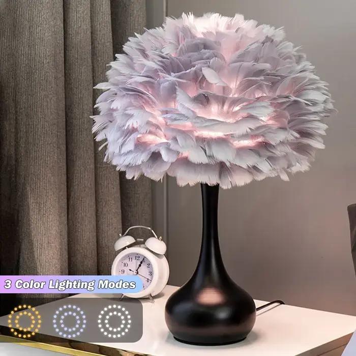 Veilleuse LED en plumes pour chambre à coucher