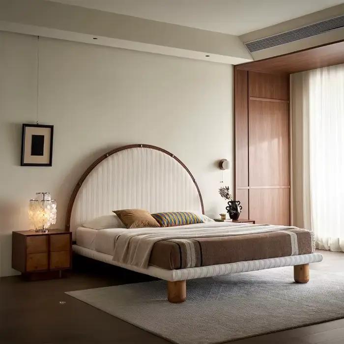 Ensemble de meubles de chambre à coucher de luxe, unique, nordique, futuriste, moderne, en bois, comprenant lits, canapé et lits superposés pour l'accueil des invités