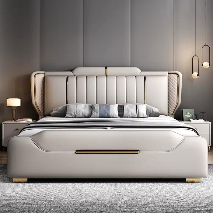 Lit De rangement esthétique chambre à coucher Support De jambe en métal têtes De lit King Size cadres De lit Double Camas De dortoir meubles De maison