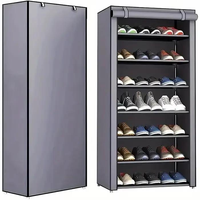 Armoire à chaussures multicouche à 6-10 niveaux avec porte volet roulante anti-poussière