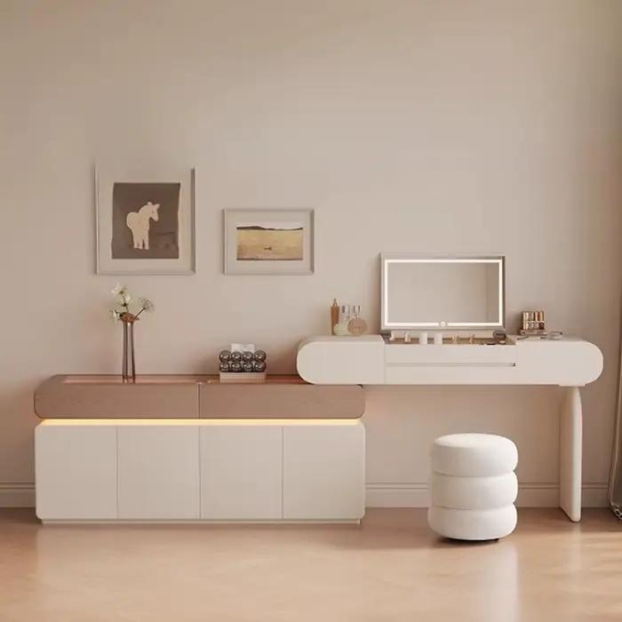 Coiffeuse rustique avec dessus en verre