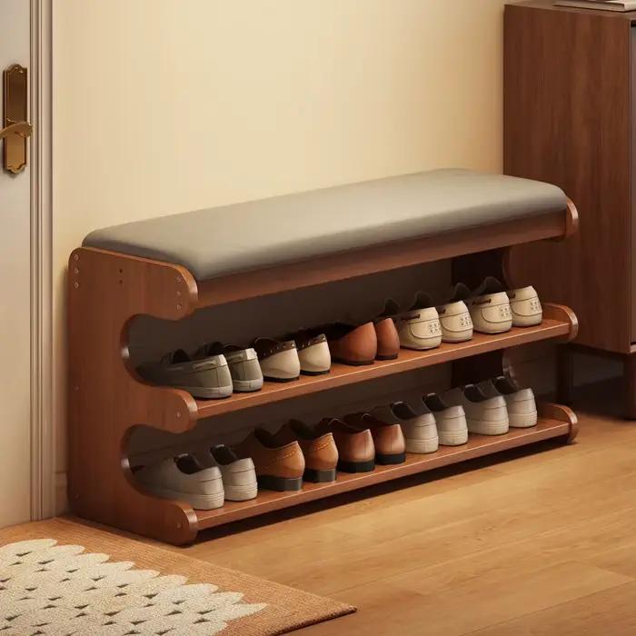 Armoire à chaussures tabouret rembourré rabattable banc de rangement