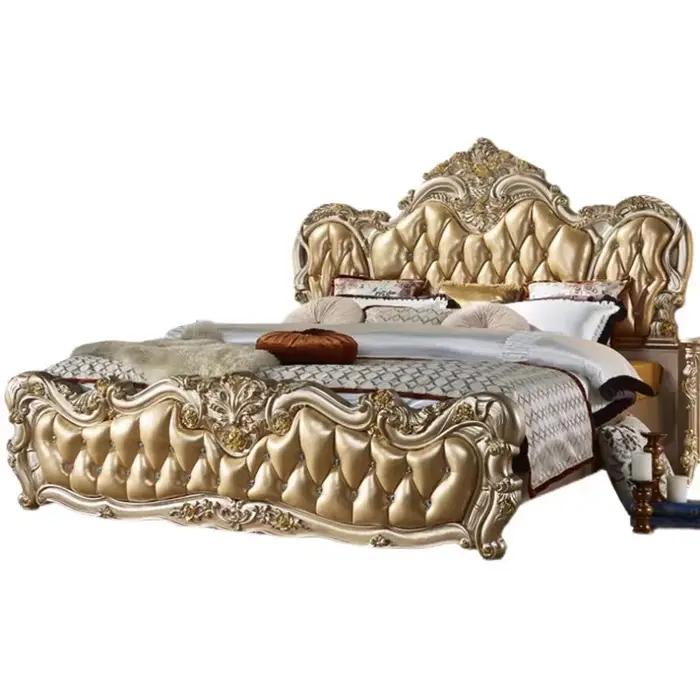 Ensemble de lit double de luxe européen doré