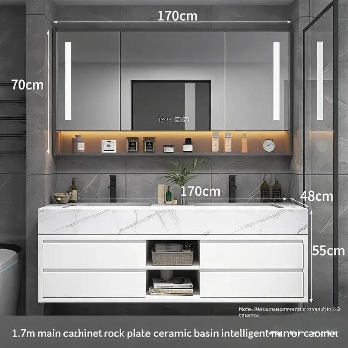 Armoire de salle de bain à étagères craquelées